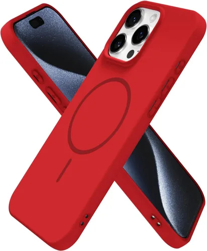 Vista 54 de Oakxco Funda de Silicona Mag Safe para iPhone 12 Pro Max, Funda Magnética Delgada y Fina Compatible con Carga Inalámbrica MagSafe, Bonita Funda