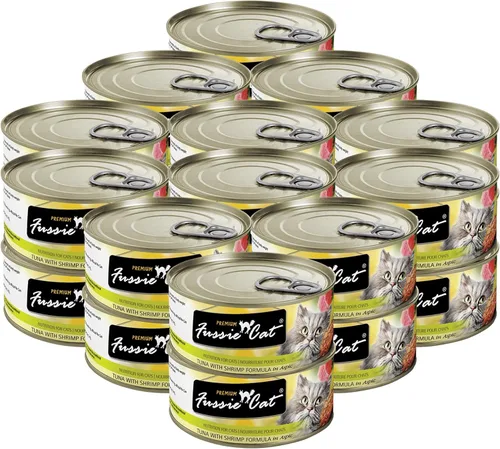Vista 8 de Fussie Cat Comida húmeda prémium de atún con pollo en Aspic sin granos para gatos, latas de 2.82 onzas, caja de 24 latas de atún con pollo en Aspic)