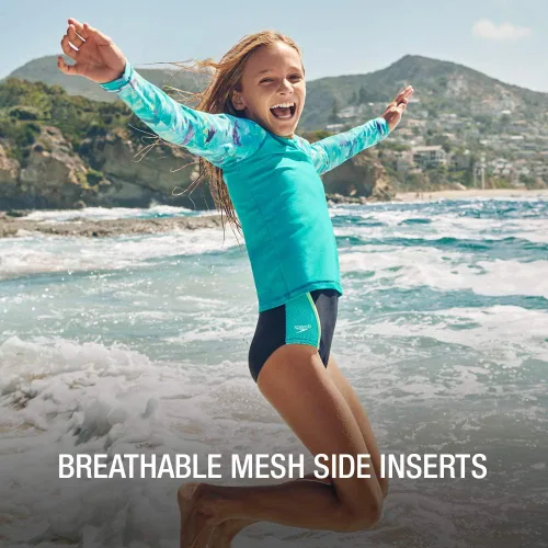 Vista 4 de Speedo Traje de baño de una pieza para niñas con tirantes gruesos
