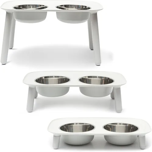 Vista 10 de Comedero elevado doble para perros, con recipientes extraíbles de acero inoxidable y patas ajustables (40 onzas / 5 tazas por recipiente), de Messy
