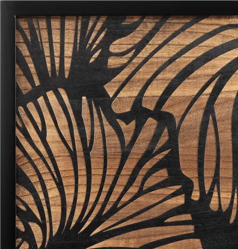 Vista 6 de Kate and Laurel Sago - Placa decorativa moderna de madera, 23 x 33 pulgadas, negro y marrón rústico, arte de pared floral de madera pintada