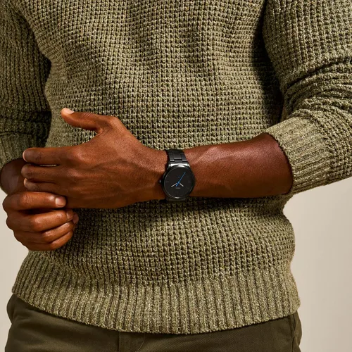 Vista 5 de Fossil - Reloj de cuarzo minimalista para hombre, de acero inoxidable y cuero, de tres agujas Negro (Black Bracelet)