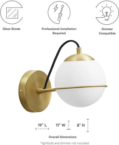 Vista 6 de Modway EEI-5308-OPA-GLD Aplique de pared Hanna, ópalo