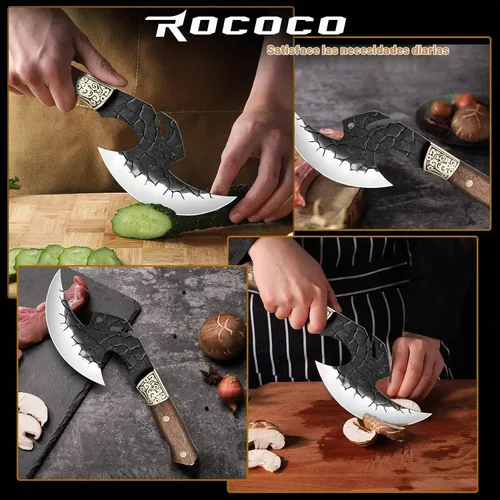 Vista 4 de ROCOCO Cuchillo de cuchillo vikingo para cumpleaños, diseño de hacha