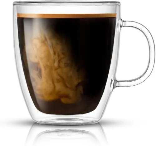 Vista 7 de JoyJolt Savor - Tazas de café de vidrio de doble pared aisladas (Set de 2) - 13.5 onzas