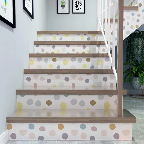 Vista 5 de Papel tapiz para niños, papel tapiz de lunares colorido de 17.5 x 120 pulgadas, autoadhesivo para guardería, papel de contacto apto para inquilinos