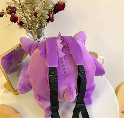 Vista 4 de PSNFDU Mochila de animales de peluche para jugar a la escuela, regalo de anime para adolescentes y niños, niños y niñas, Púrpura