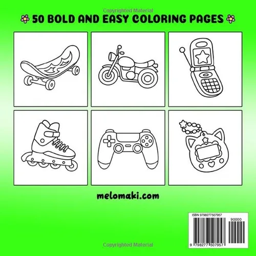 Vista 2 de 90s Nostalgia Bold & Easy Coloring Book Featuring Retro-Themed Illustrations, Suitable for Both Adults & Kids