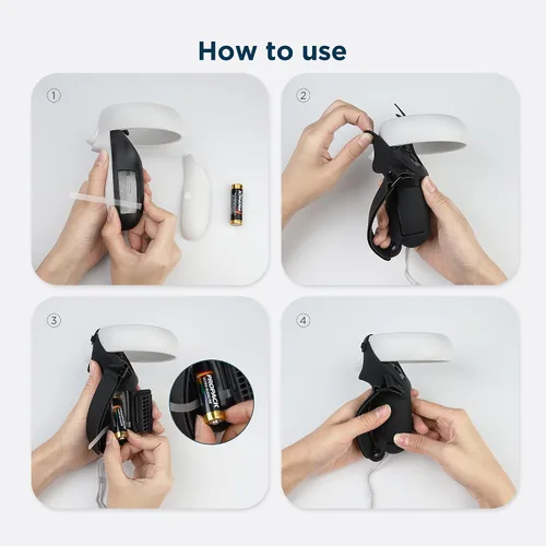 Vista 7 de KIWI design Funda de agarre mejorada compatible con accesorios Quest 2 con protector de apertura de batería con correas de nudillos negro