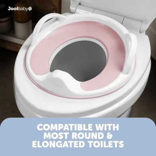 Vista 5 de Jool Baby Asiento de entrenamiento para ir al baño para niños y niñas con asas, se adapta a inodoros redondos y ovalados, antideslizante