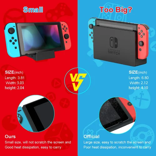 Vista 6 de Ponkor Nintendo Switch Dock, Mini Portable Switch Docking Station HDMI TV Adapter Switch Charger Dock Set Reemplazo ideal para Nintendo Switch Dock