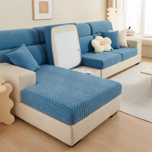 Vista 3 de INFLAG Fundas de sofá en forma de L, fundas de sofá mágicas, funda de sofá diván, funda elástica con banda elástica, protector de muebles para sala