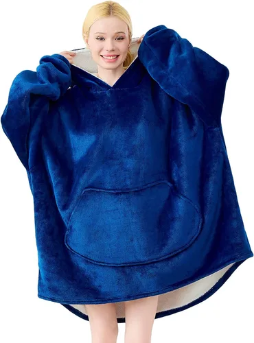 Vista 18 de Moinlizy - Sudadera con capucha tipo manta extragrande, portátil con capucha y bolsillo, de grueso sherpa, para mujeres y hombres adultos