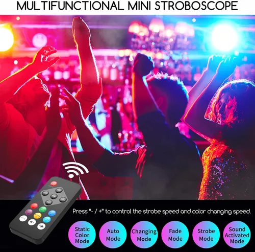 Vista 3 de Telbum luces estroboscópicas, 54 luces LED RGB súper brillantes, luz estroboscópica mini para fiestas, luces estroboscópicas de Halloween