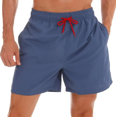 Vista 41 de SILKWORLD Traje de baño para hombre, pantalones cortos de playa de secado rápido con bolsillos Ejército Verde-ag