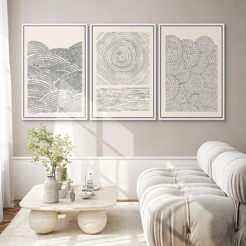 Vista 91 de SIGNWIN Lienzo enmarcado para pared, juego de arte neutro de bosque brumoso, ilustraciones en tono tierra, arte moderno, decorativo, bohemio