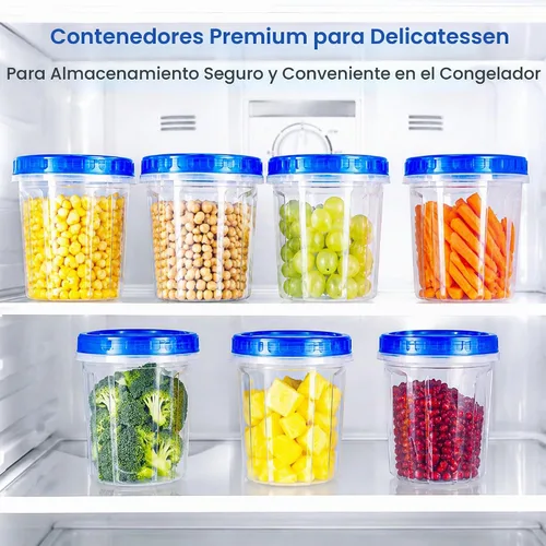 Vista 8 de RFAQK 24 recipientes de almacenamiento para congelador con tapas - 12 recipientes de plástico de 32 oz para delicatessen con 12 tapas de rosca