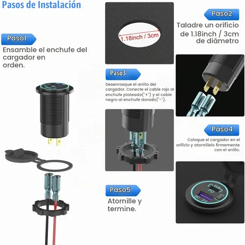 Vista 5 de Boostable - Toma de corriente USB C de 12 V de 65 W y puerto PD3.0 de carga rápida de 18 W, cargador USB 3.0 para portátiles, tabletas, teléfonos