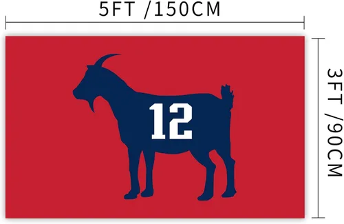 Vista 2 de Tom Brady #12 Bandera de cabra de 3 x 5 pies, divertido póster duradero de pared de cueva de hombre con 4 ojales de latón. Esta hermosa pancarta