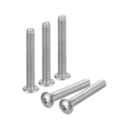 Vista 21 de uxcell #2-56x1 Tornillos con cabeza de botón y muesca hexagonal, 50 unidades de pernos hexagonales de acero inoxidable 304, tornillos allen de rosca