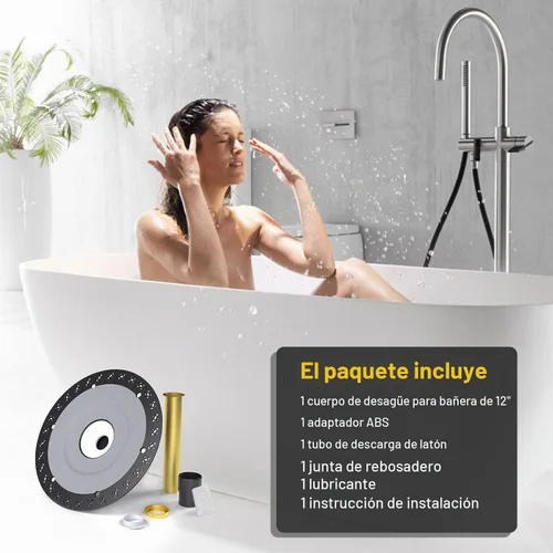 Vista 4 de Kit de drenaje de bañera independiente Paikalo Simplify Installation of Freestanding Bathtub Drains , Free Standing Tub Drain Kits, 12 Inch Flange