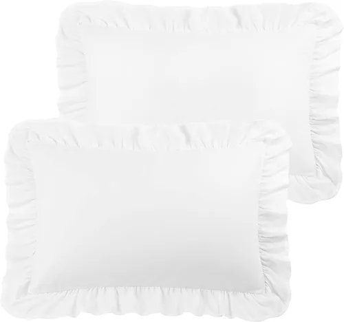 Vista 13 de PiccoCasa Juego de 2 fundas de almohada con volantes, sobre estándar, color Negro