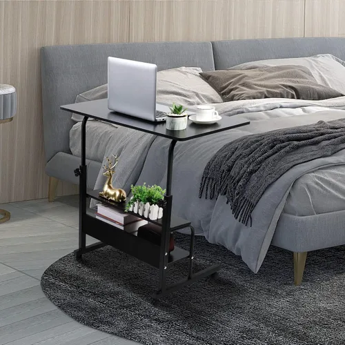 Vista 2 de Escritorio universal movible mesa para espacios pequeños almacenamiento conveniente escritorio portátil computadora escritorio ajustable casa