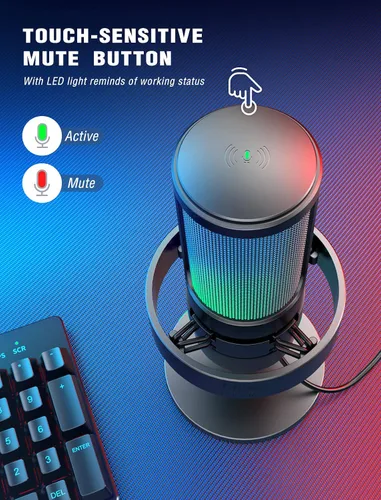 Vista 3 de FIFINE Gaming Headset & Mic Kit,USB Condenser Microphone with Quick Mute, RGB Control,3.5mm Monitor Headphone Jack, PC 3.5mm Headset with 7.1