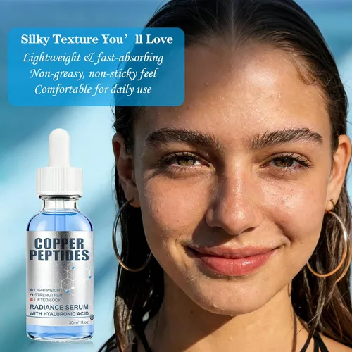 Vista 6 de GHK-Cu - Suero facial de péptido de cobre con ácido hialurónico, suero facial ligero de hidratación profunda, sensación suave y voluminosa