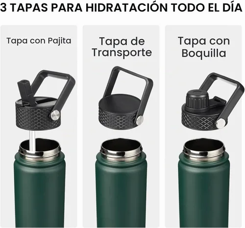 Vista 4 de Konokyo - Botella de agua aislada de acero inoxidable de 18 onzas con tapa con popote
