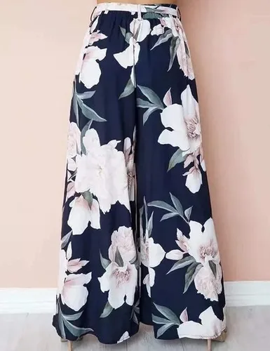 Vista 5 de TICOSA Pantalones de mujer con estampado Palazzo Lounge de pierna ancha casual con bolsillos