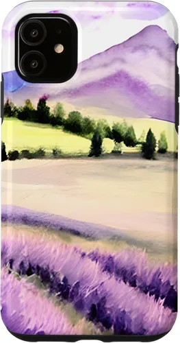 Vista 5 de Funda para iPhone 14 lavanda púrpura flor Francia Provenza acuarela