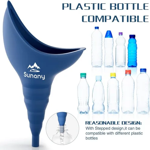 Vista 5 de Sunany Female Urinal, Female Urinal with Silicone Funnel, Portable for Standing Female, Reusable Urinal for Female Toilet, for Outdoor, Activities