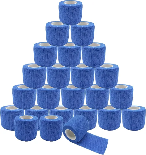 Vista 7 de HuoHuo Envoltura de vendaje autoadhesiva desechable, cinta de agarre, vendaje atlético, 2 x 5 yardas, cinta de agarre para máquina, cinta de agarre