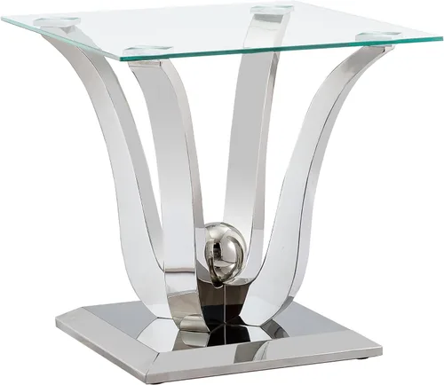 Vista 19 de Mesa de centro de cristal de lujo, mesa de centro de sofá de 47 pulgadas con marco de acero inoxidable dorado y parte superior de vidrio negro, mesa