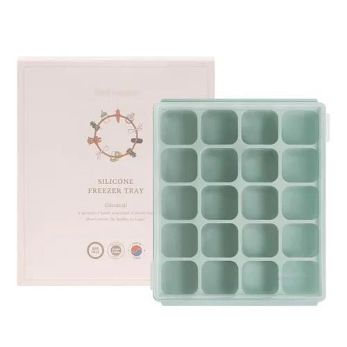 Vista 17 de Bandeja de silicona para congelador, cubos de almacenamiento de comida para bebé con tapa a clip, congelar comida para bebé, sopas, purés, hielo