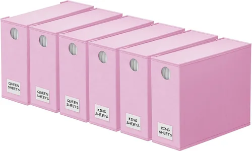 Vista 13 de SpaceAid Paquete de 6 Organizadores y Almacenamiento de Sábanas de Cama, Organizador de Sábanas Plegable con Ventana para Armario de Ropa Blanca