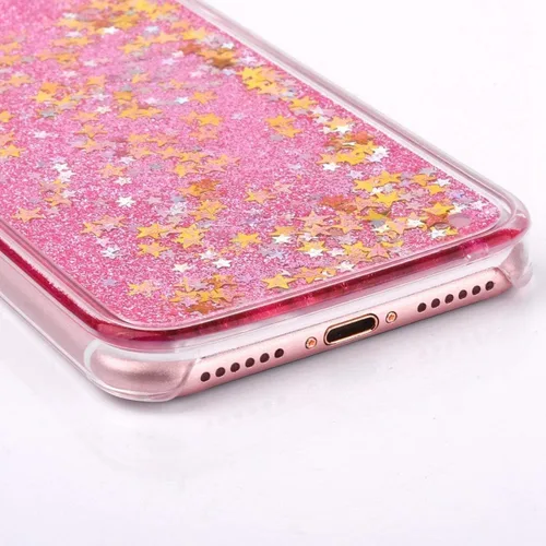 Vista 2 de Funda para iPhone 5/5S, Quicksand Moving Stars Bling Glitter Sparkle Dynamic Flotante Liquid Glitter Case para Apple iPhone 5/5S (A rosa)