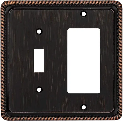 Vista 68 de Henne Bery Rope Edge - Placa decorativa de pared para interruptor (placa lisa, 2 unidades, bronce antiguo)