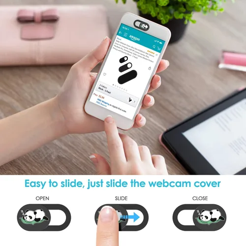 Vista 5 de Funda para cámara web, funda para cámara de computadora portátil Panda de 0.02 pulgadas, accesorios lindos para laptop, PC, iPhone, iPad, iMacBook