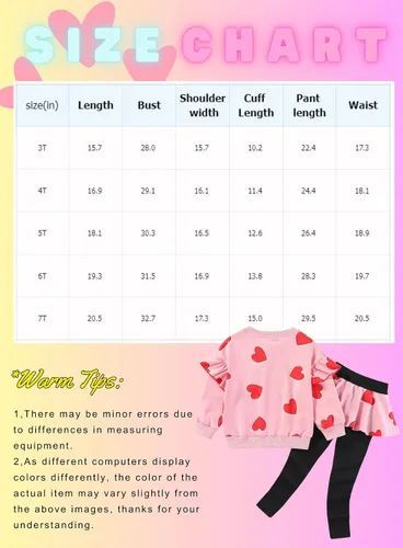 Vista 6 de BOMDEALS Adorable conjunto de ropa para niñas pequeñas, camiseta de manga larga + pantalones