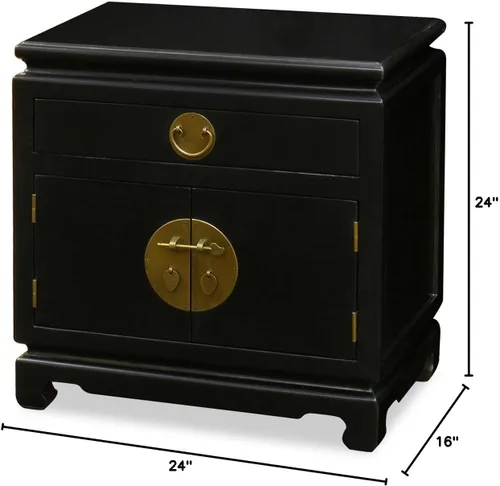 Vista 2 de Gabinete chino Ming chino de olmwood negro mate