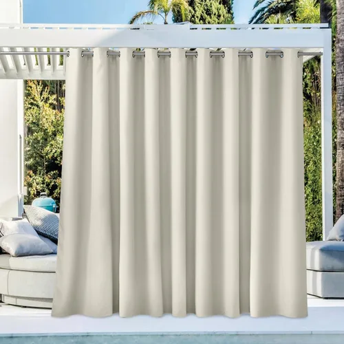 Vista 42 de NICETOWN Cortina para Exteriores para Patio Impermeable de 84 Pulgadas de Ancho, Aislamiento Térmico con Ojales Antioxidantes Bloqueo UV Cortina