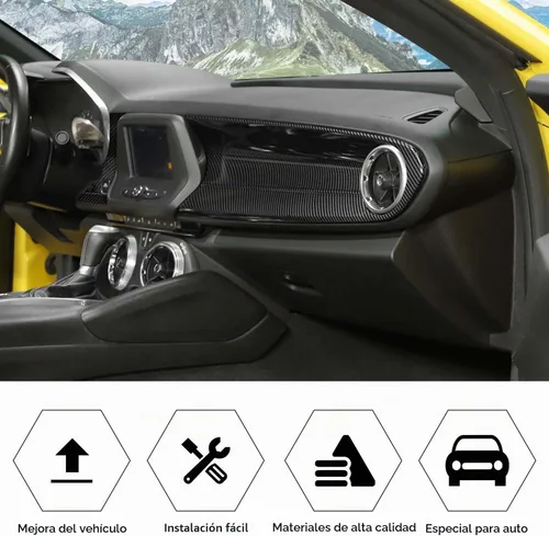 Vista 3 de RT-TCZ Kit de cubierta de panel de consola central, marco de medidor, accesorios de decoración interior para Chevrolet Camaro 2016-2022, grano