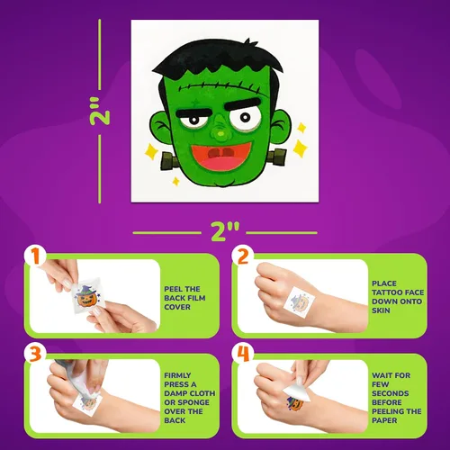 Vista 6 de ArtCreativity Tatuajes temporales individuales de Halloween para niños, paquete de 160 a 2 pulgadas, no tóxicos, para niños y niñas, ideal