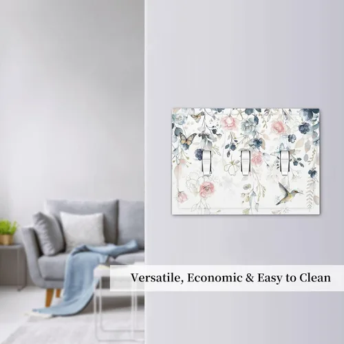 Vista 160 de Decorative Outlet Covers Blue Background White Cat Daisy Floral 2-Gang 1-Gang Wall Plate Single Toggle/Rocker Farmhouse Style Light Switch Covers
