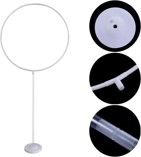 Vista 2 de Vctitil Kit de soporte de marco de arco de globo circular de 64 pulgadas de altura, soporte de arco de globo redondo para boda, cumpleaños, baby