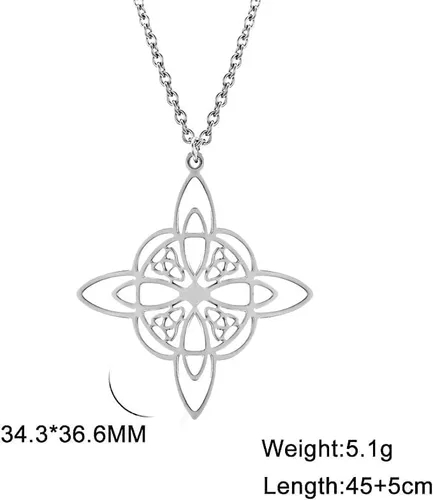 Vista 6 de Collar de bruja de acero inoxidable con nudo celta de bruja, collar de nudo celta para mujeres y niñas, collar de nudo celta, collar Wiccan