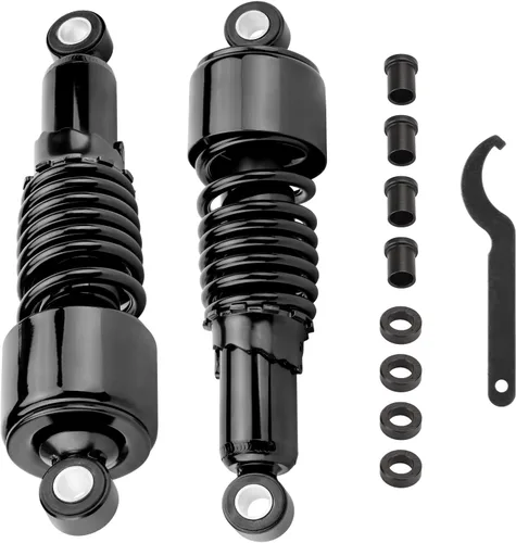 Vista 2 de Amortiguadores traseros para motocicleta de 10.5 pulgadas/10.512 in, kit de suspensión trasera negra, repuesto para Harley Sportster Iron XL 883
