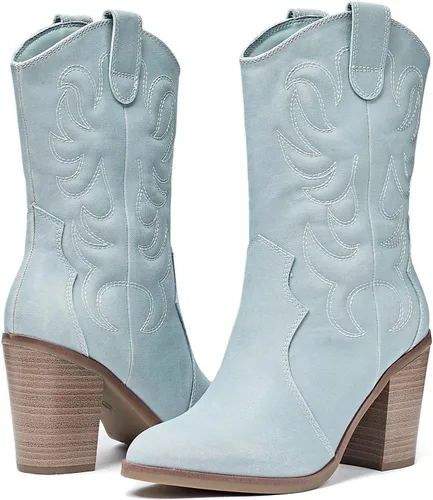 Vista 5 de NVOSRUO Botas de invierno para mujer, botas de nieve impermeables, botas frías ya sean cálidas, acogedoras y cómodas botas de media pantorrilla.